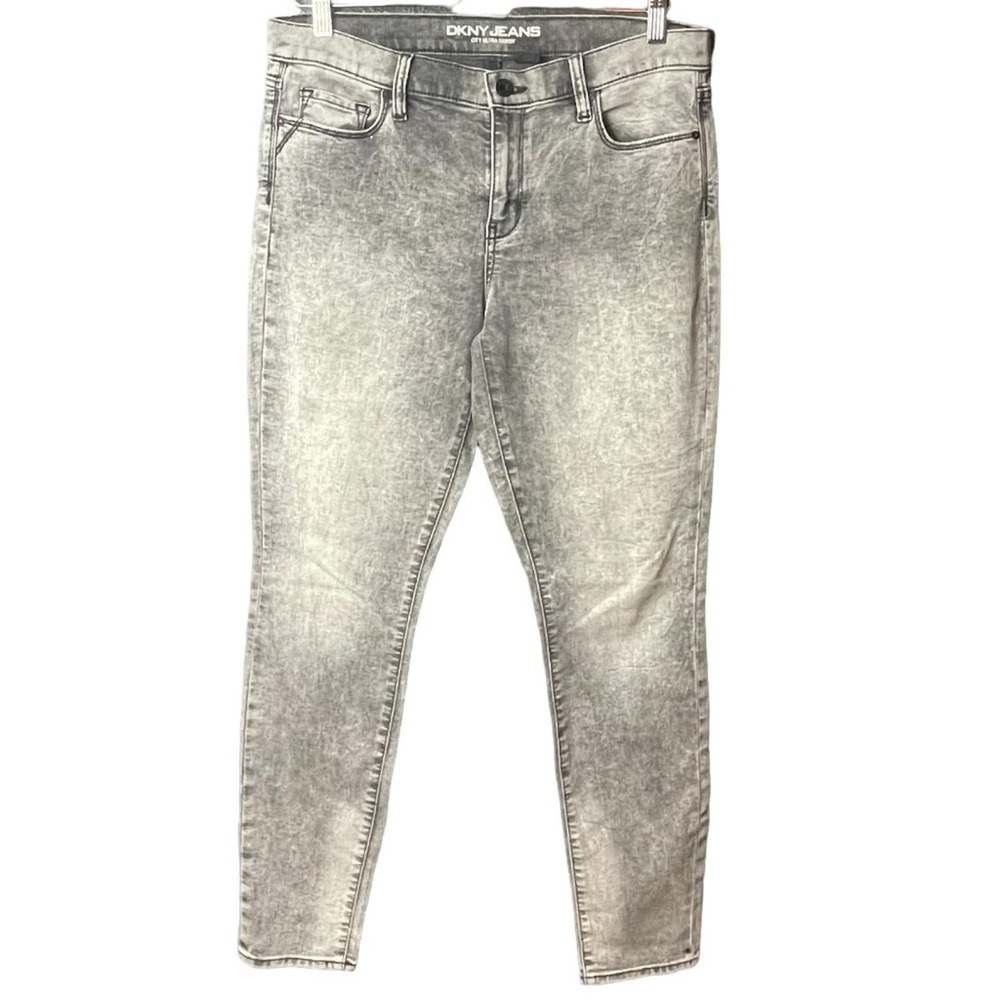 DKNY Jeans Women's Gray Acid Wash CITY Ultra Skinny Jeans Size 10 - Picture 2 of 12